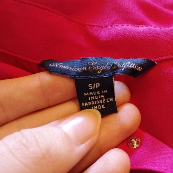 American Eagle Hot Pink Collared Peplum Tank Top - Picture 4 of 5